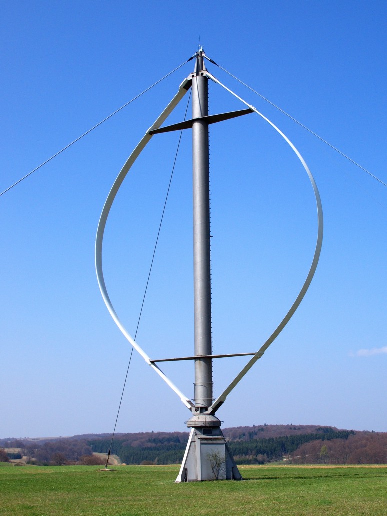 กังหันลมแบบแดร์เรียส ที่มา : https://upload.wikimedia.org/wikipedia/commons/9/92/Darrieus_rotor002.jpg